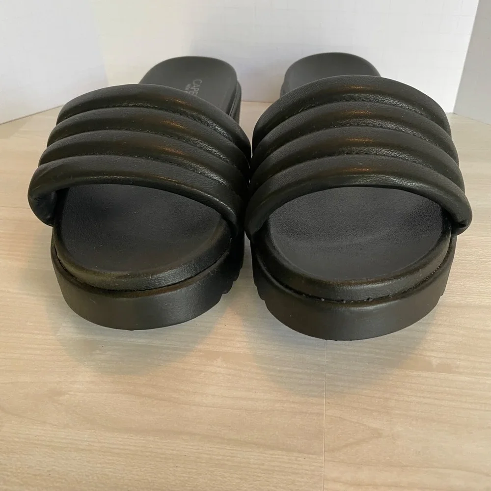 NWOT Capelli New York‎ Black Platform Flatform Slides US 8